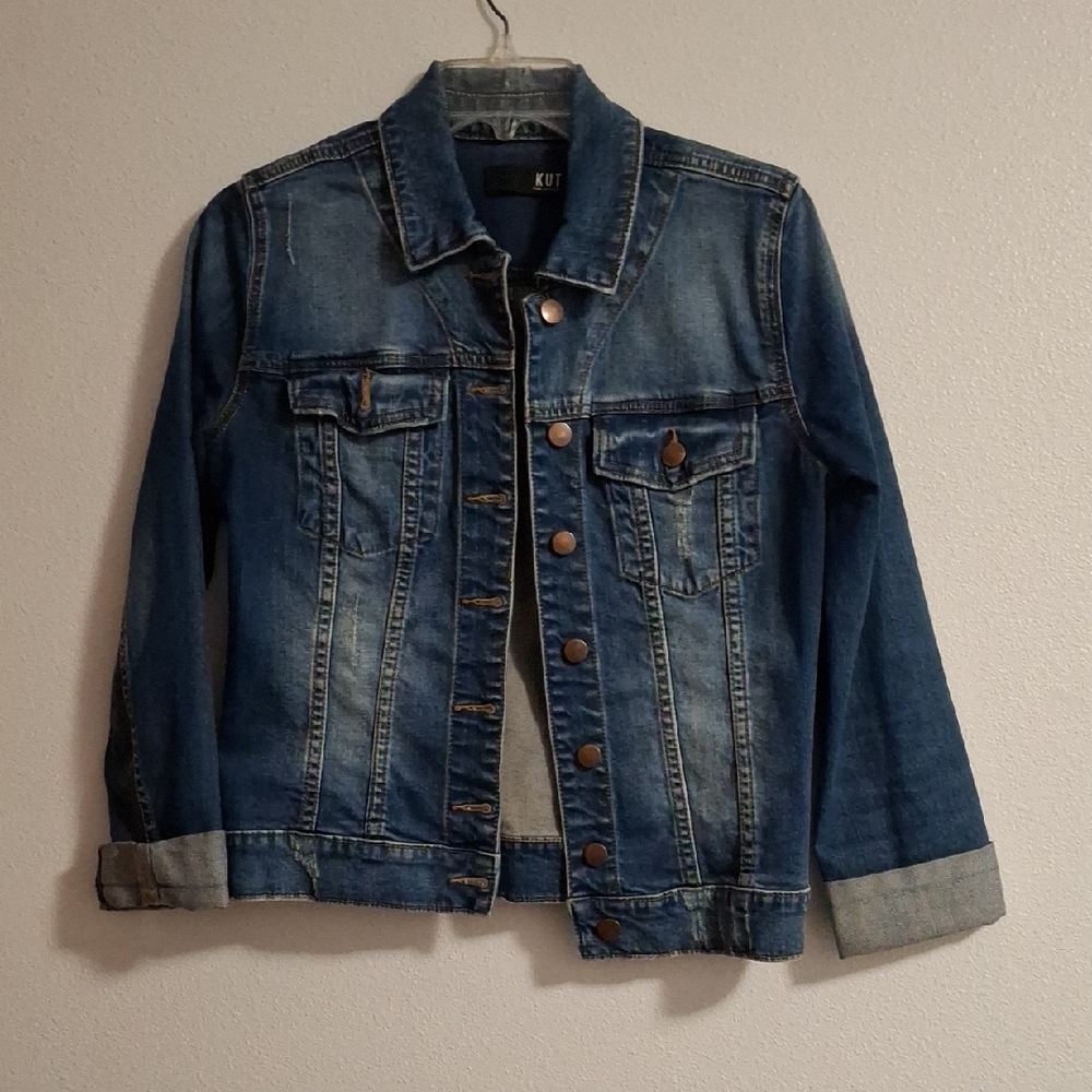 Kut from the Kloth Medium Wash Blue Denim Jean Jacket Size Small